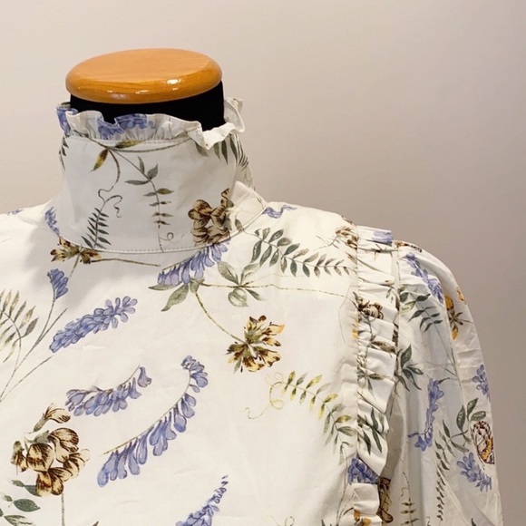 NWT Anthropologie Meadow’s Floral Print High Neck Blouse - Picture 6 of 11